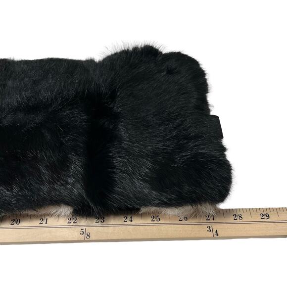 NWT SURELL Long Hair Rabbit Fur Pull Through Scarf Style#6466 Black Blush - Picture 6 of 11
